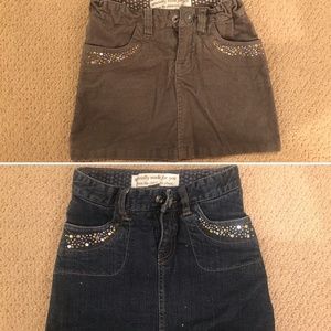 Two girls 6 skirts - corduroy and sparkly denim